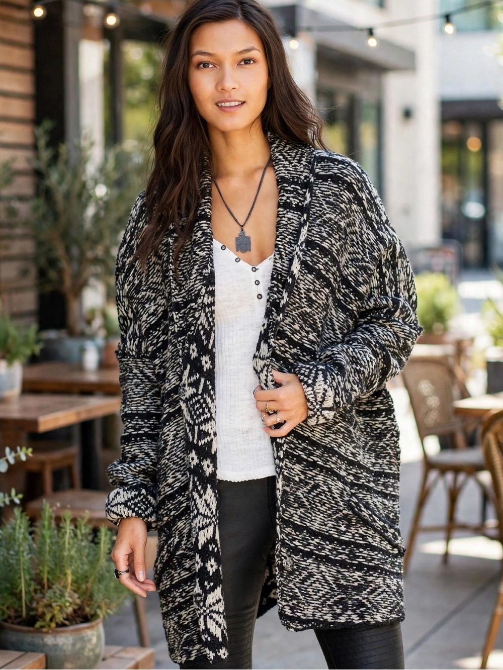 Free People front button Faire Isle Cardigan in size Med.